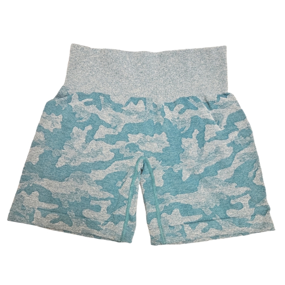 NVGTN Camo Seamless Teal Gym Workout Shorts